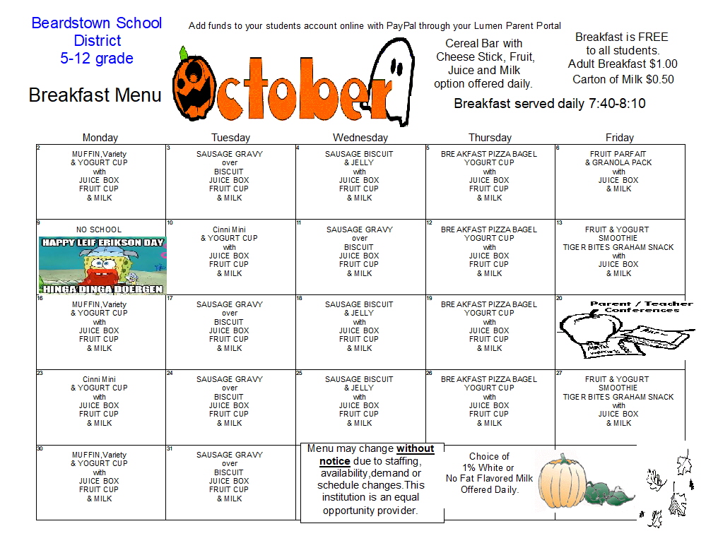 Beardstown CUSD 15 Lunch Menus